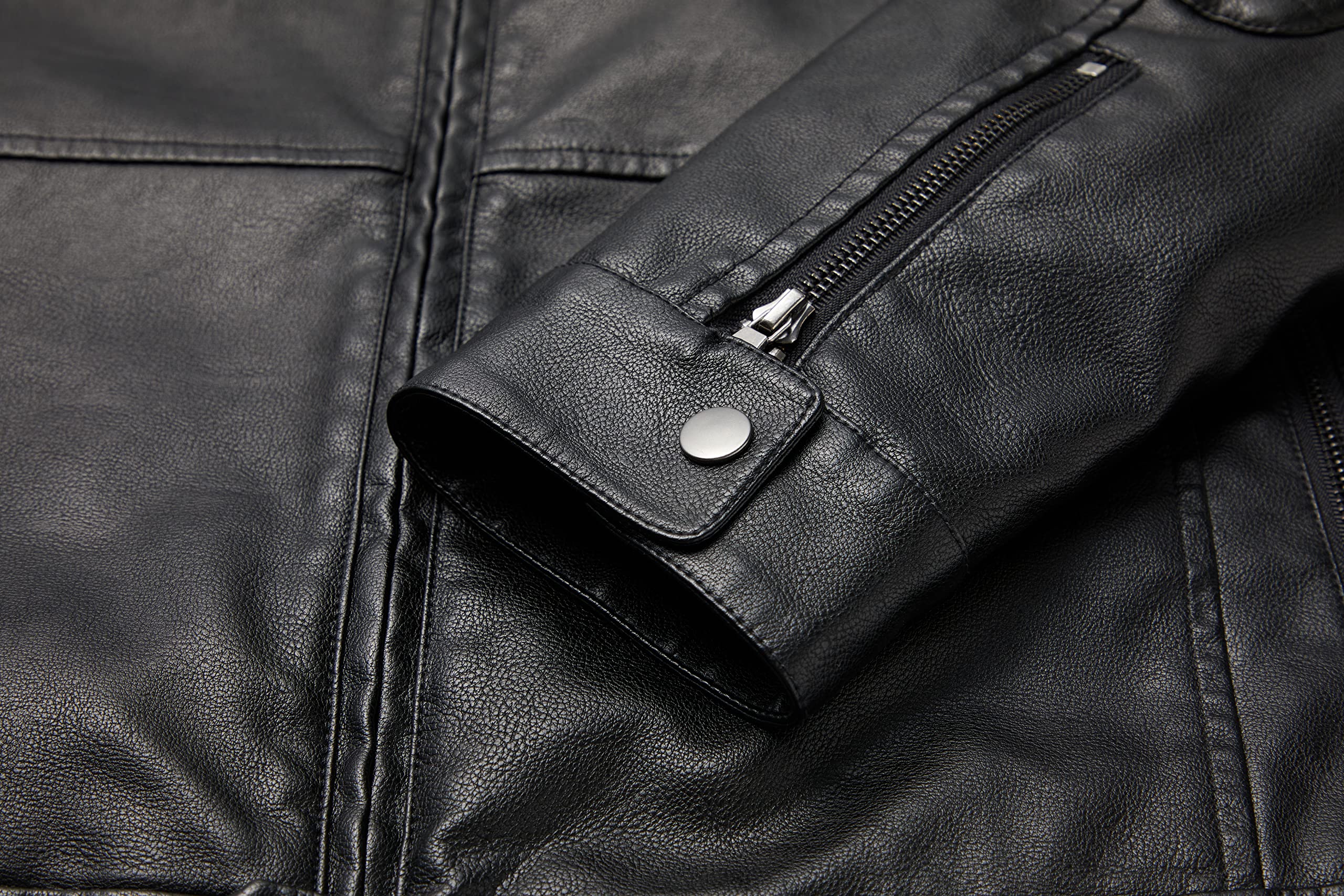 Men's Stand Collar Genuine Leather Jacket Motorcycle