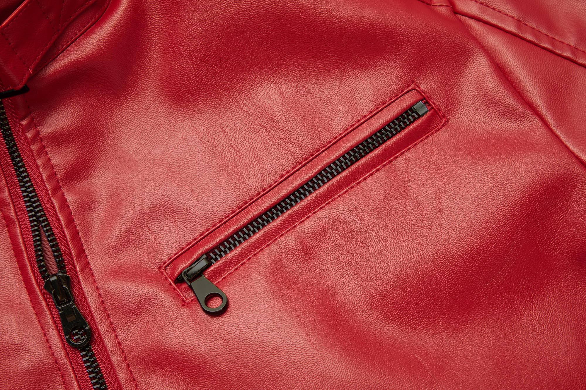 Men's Stand Collar Genuine Leather Jacket Motorcycle