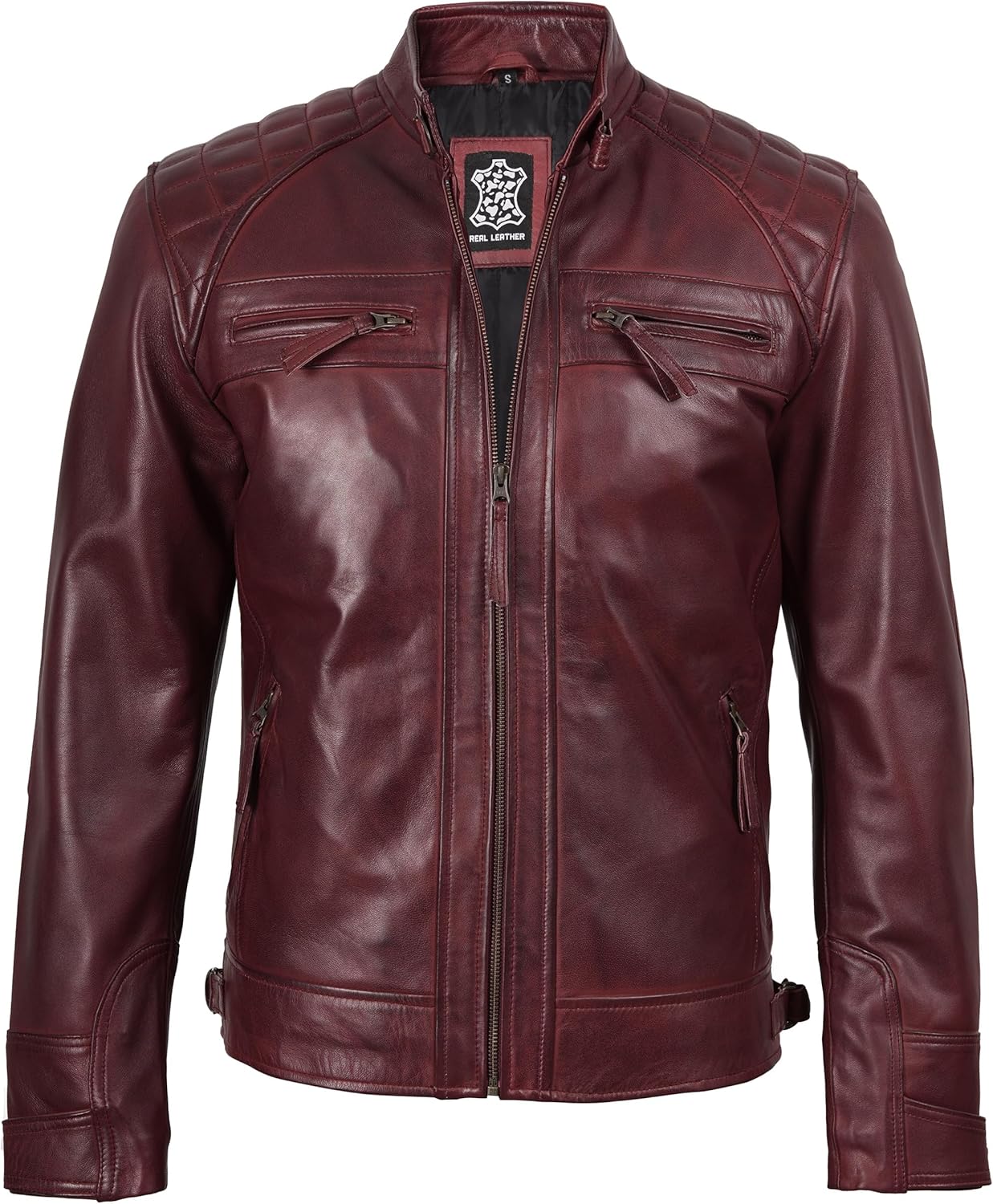 Blingsoul Leather Jacket Men - Quilted Cafe Racer Leather Jackets For Men