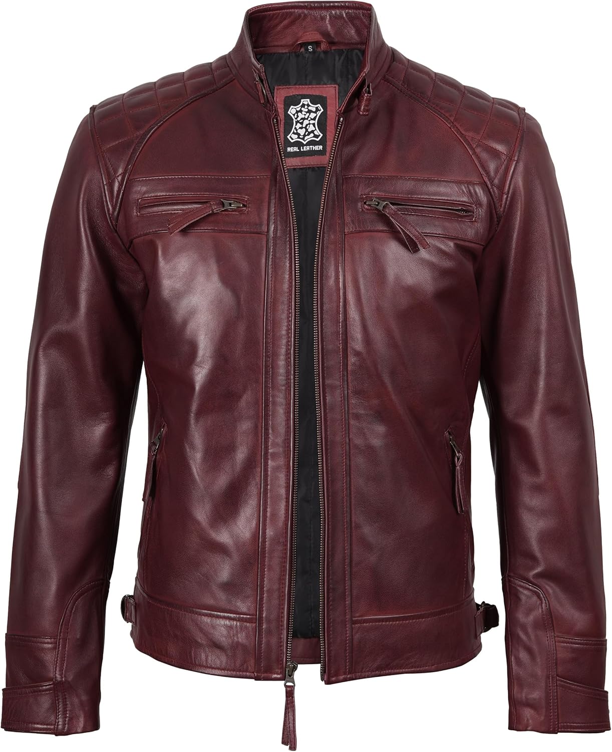 Blingsoul Leather Jacket Men - Quilted Cafe Racer Leather Jackets For Men