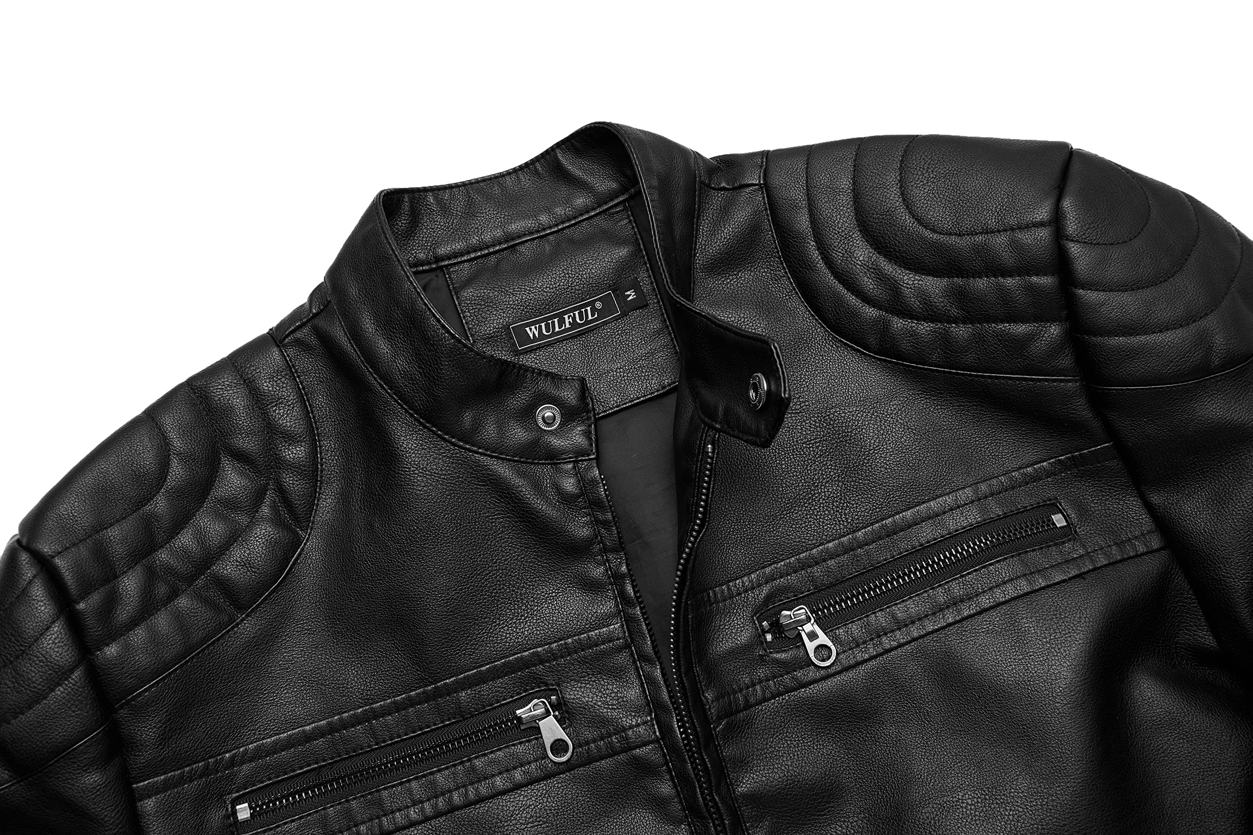 Men's Stand Collar Genuine Leather Jacket Motorcycle