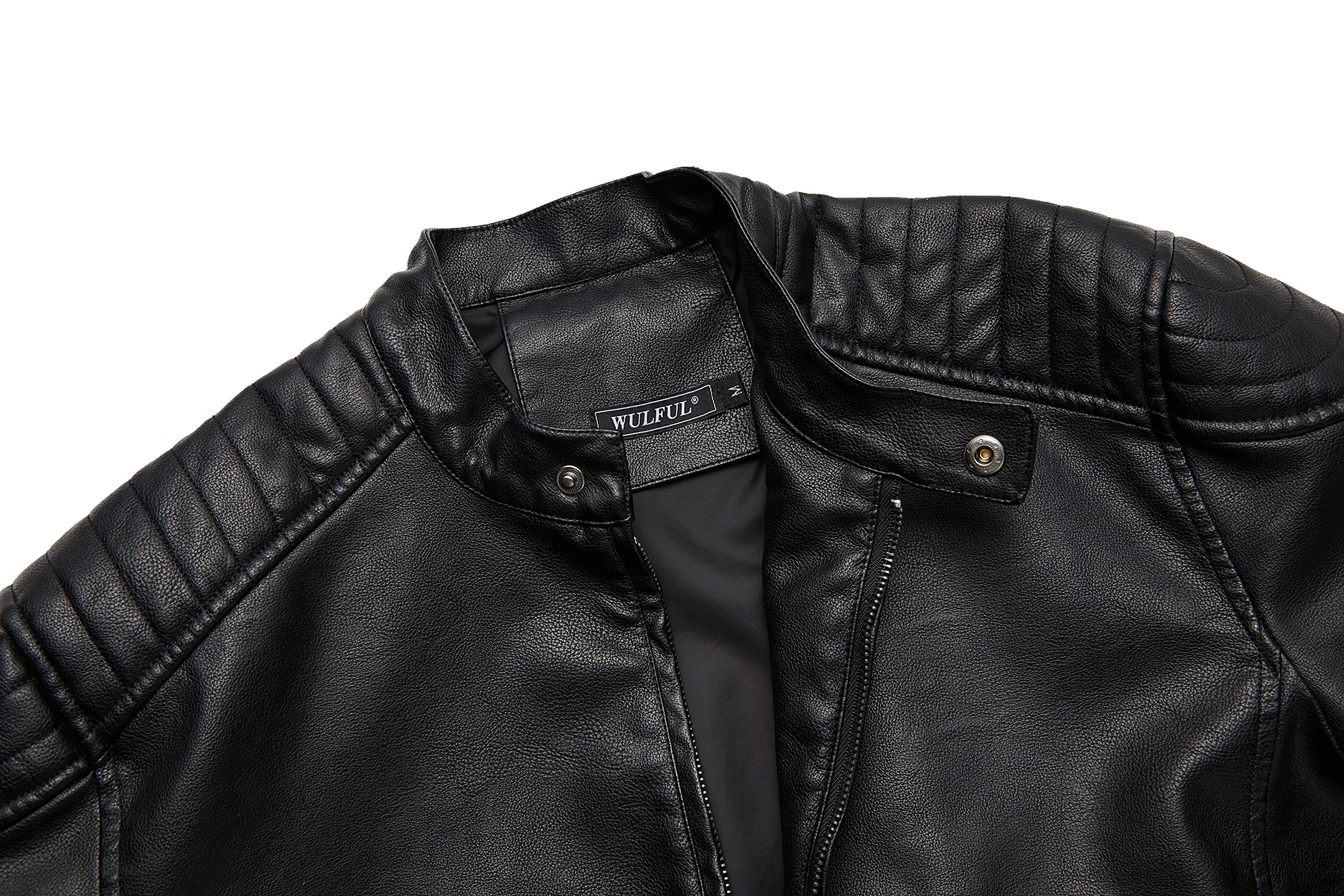 Men's Stand Collar Genuine Leather Jacket Motorcycle
