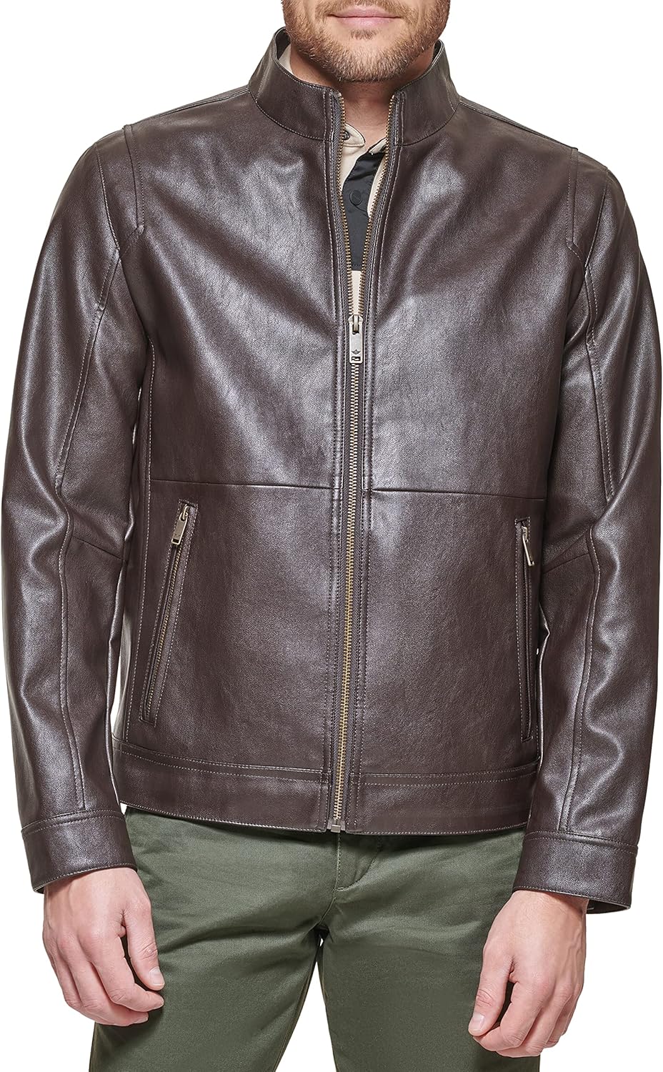 DOCKERS mens The Dylan Faux Leather Racer Jacket