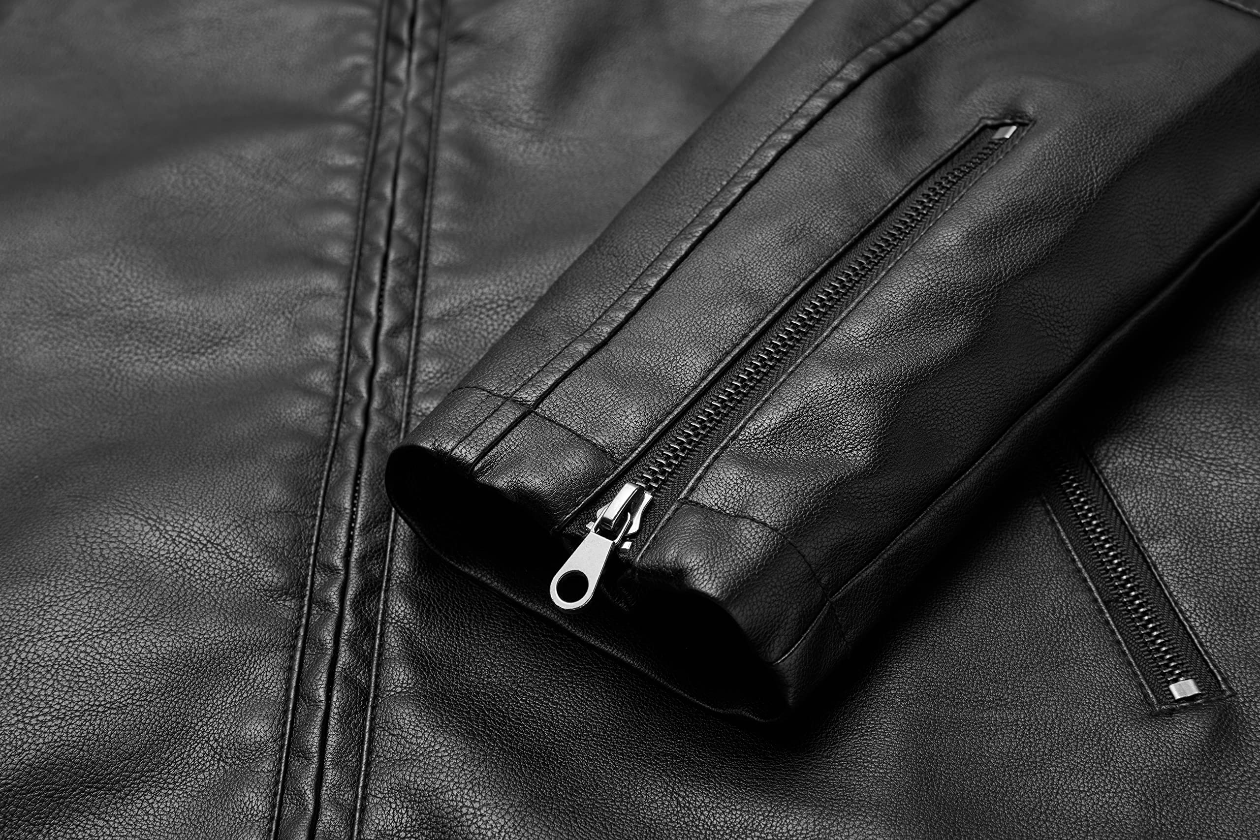 Men's Stand Collar Genuine Leather Jacket Motorcycle