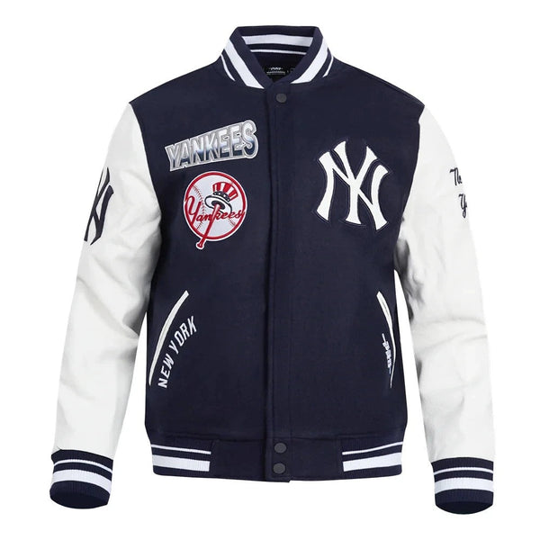 New York Yankees Navy and White Multi-Patch Varsity Jacket