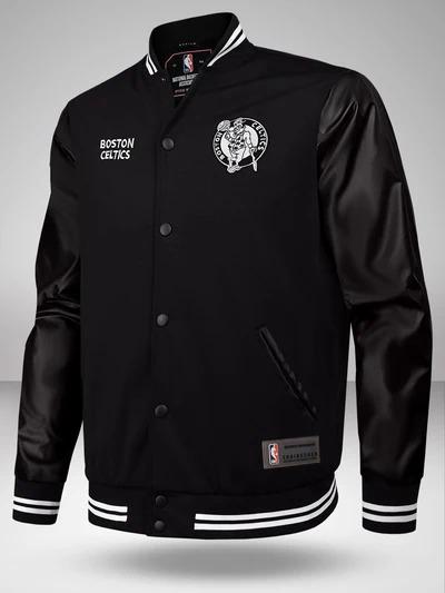 black Boston Celtics NBA Varsity Jacket
